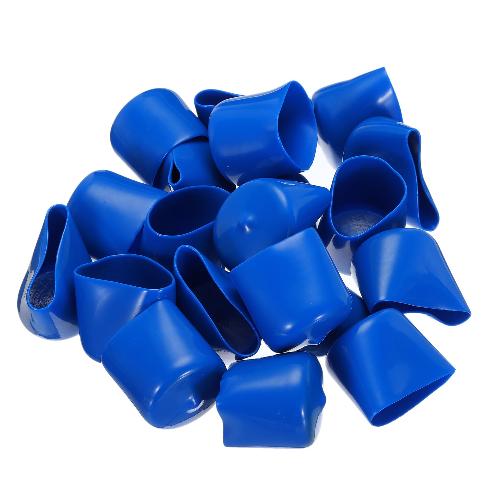 20pcs Rubber End Caps 34mm ID Vinyl PVC Round Tube Bolt Cap Cover Screw Thread Protectors Blue