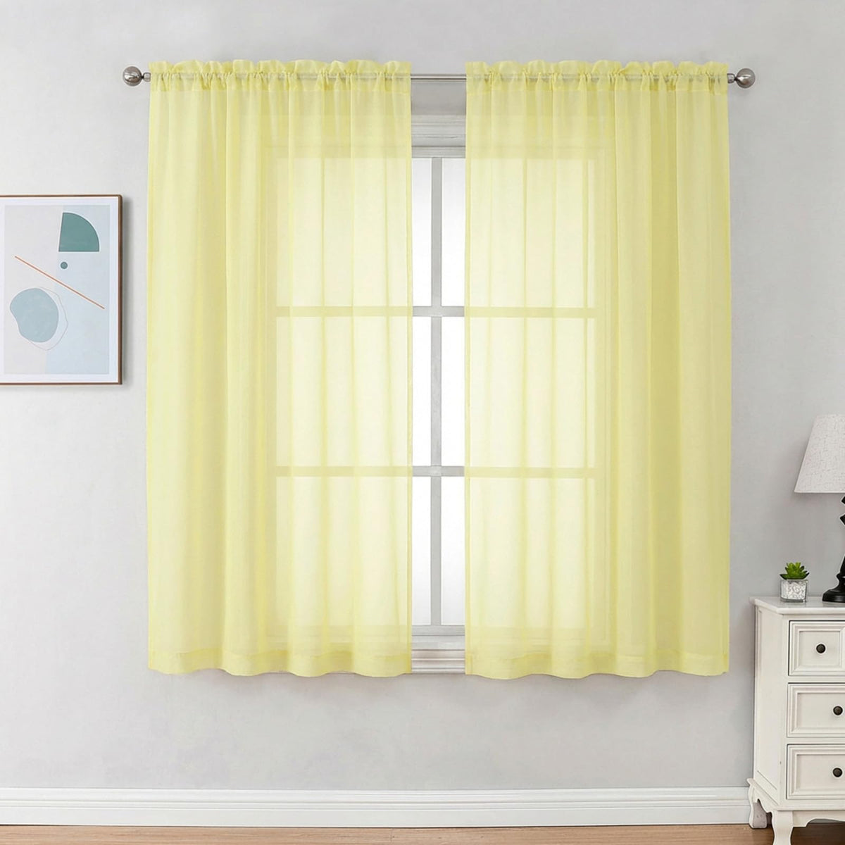Sheer Curtains 63 Inch Length 2 Panels (2 Count)