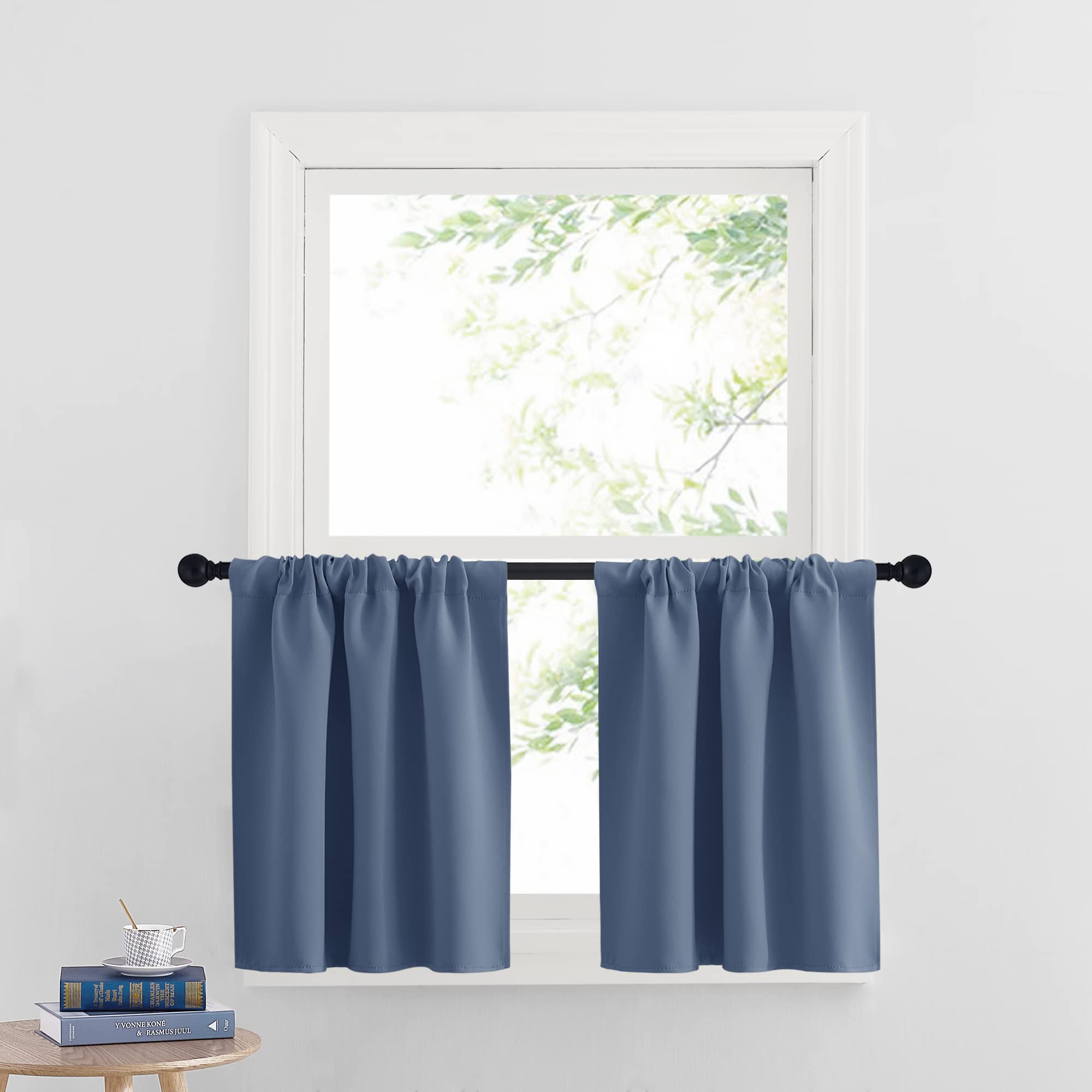 Cafe Blackout Curtains 24 inch Length (2 Count)