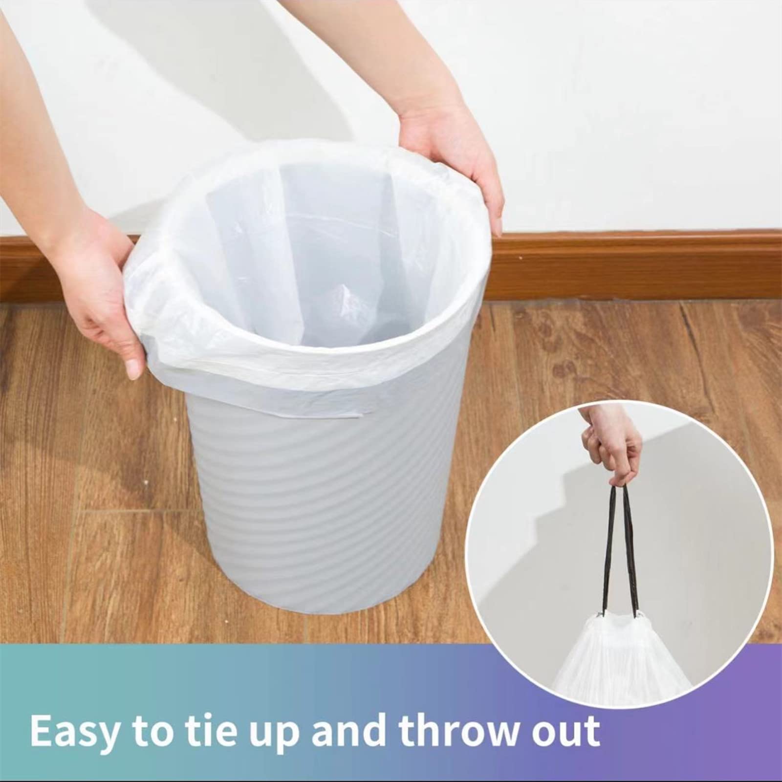Trash Bags Drawstring Garbage Bags 8 Gallon Thickened Stretchy (100 Count)