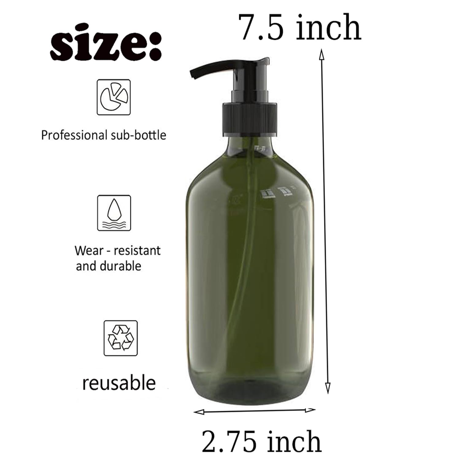 2 PCS 16 OZ Pump Bottle Plastic Pump Lotion Dispenser Empty Bottles (2 Count)