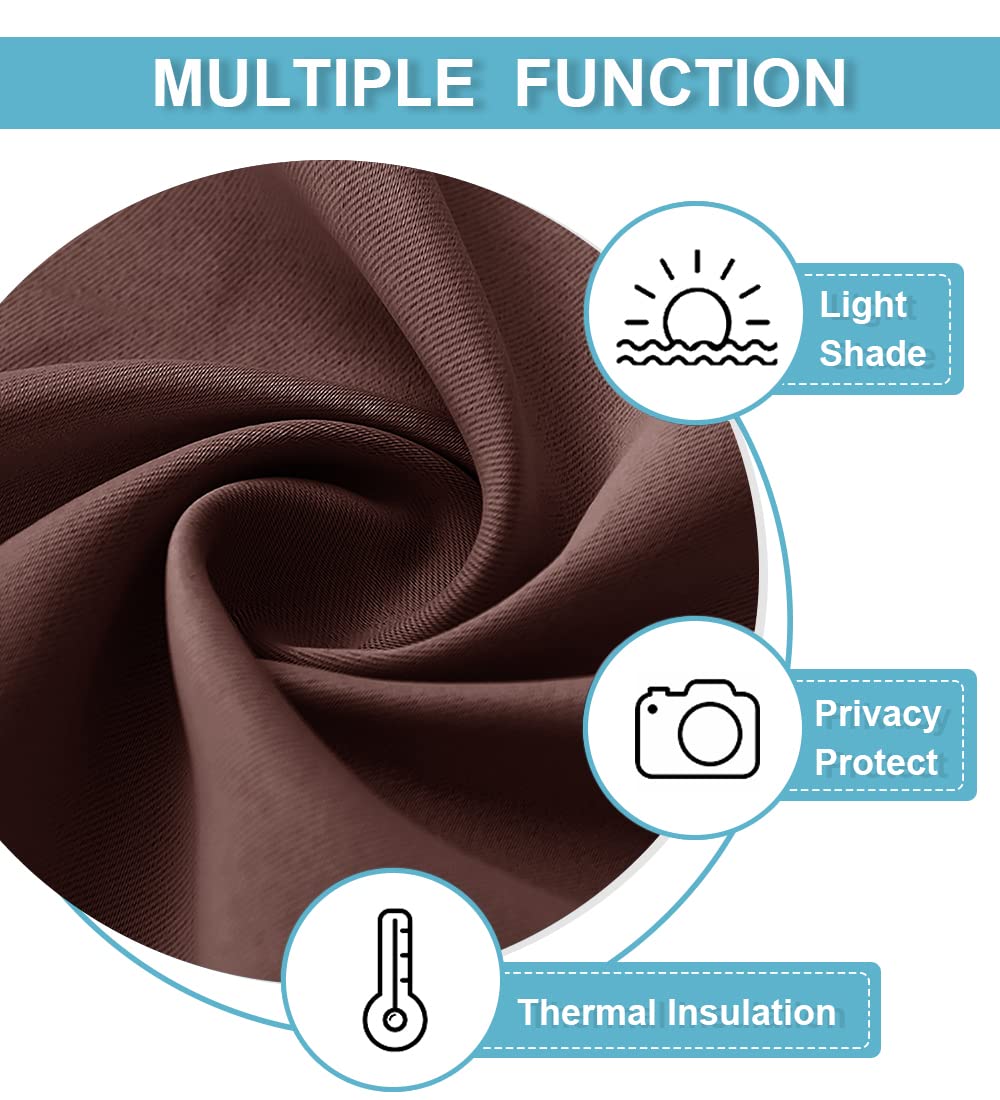 Short Chocolate Brown Blackout Curtains for Small Bedroom Window
