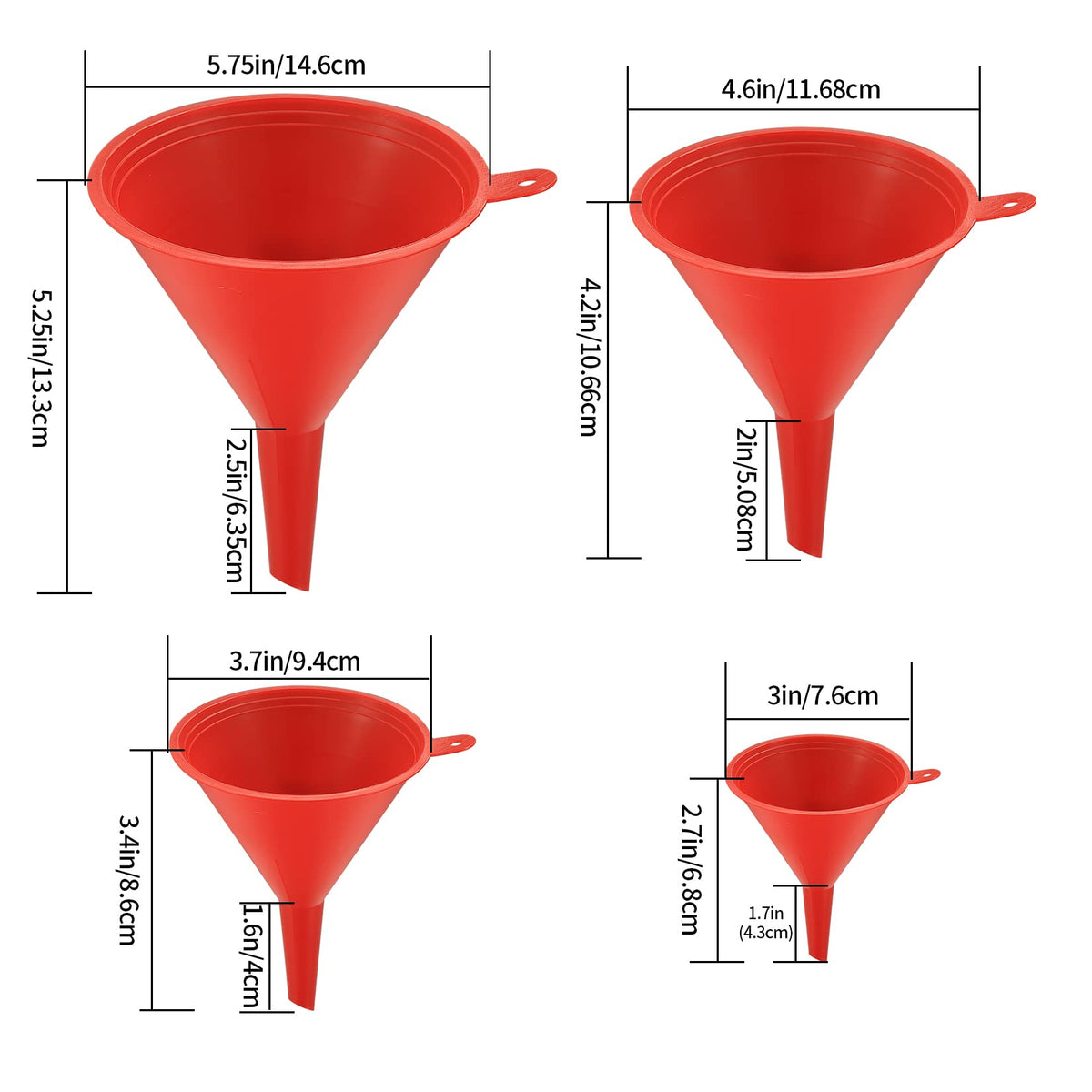 8 Pcs Plastic Funnel Set Wide Mouth Multipurpose Oil Filling Tool (8 Count)