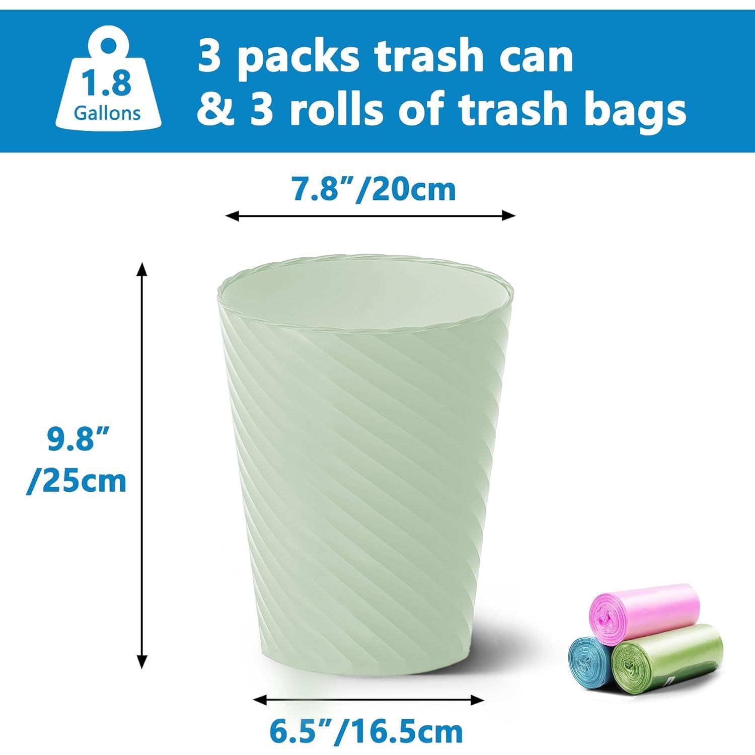 Bathroom Trash Can 8 Pack (3 Count)