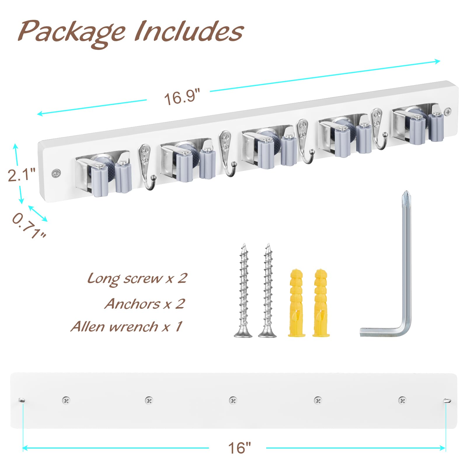 Mop and Broom Holder Wall Mount