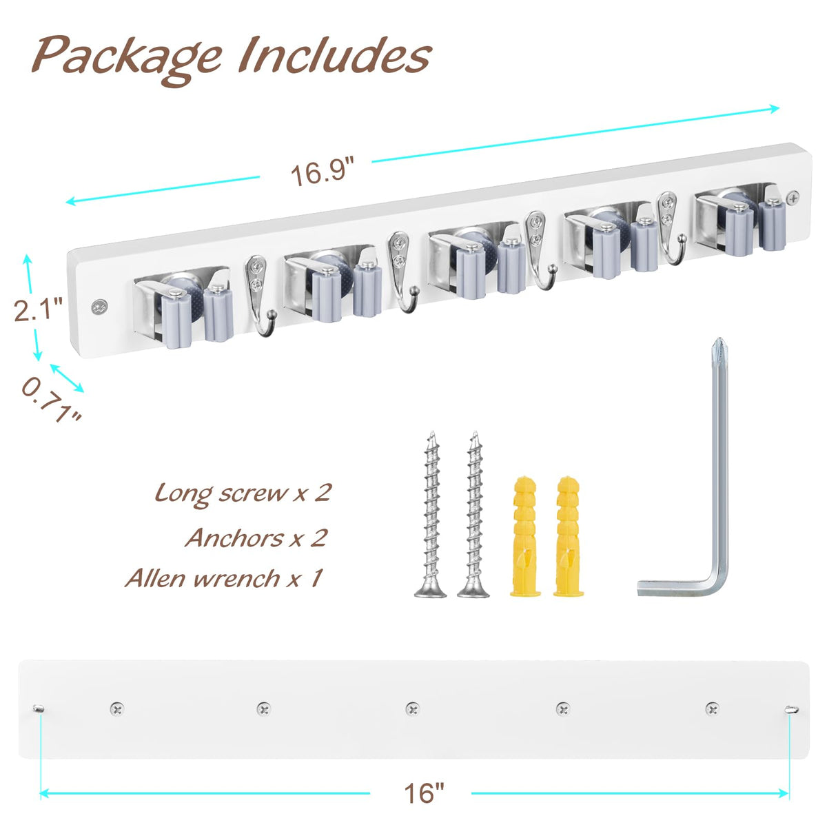Mop and Broom Holder Wall Mount