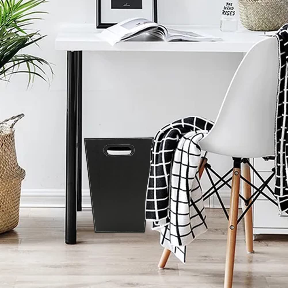 Classic Pu Leather Trash Can Wastebasket
