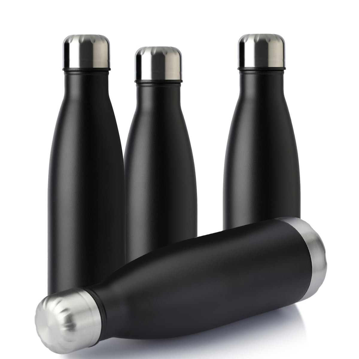 17oz Sport Water Bottle 4 Pack Vacuum Insulated Stainless Steel Leak (4 Count)