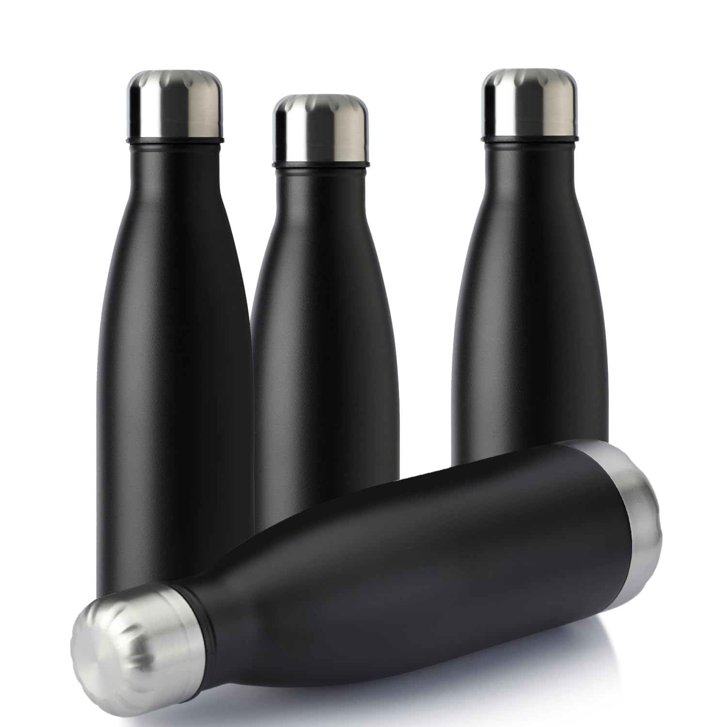 17oz Sport Water Bottle 4 Pack Vacuum Insulated Stainless Steel Leak (4 Count)