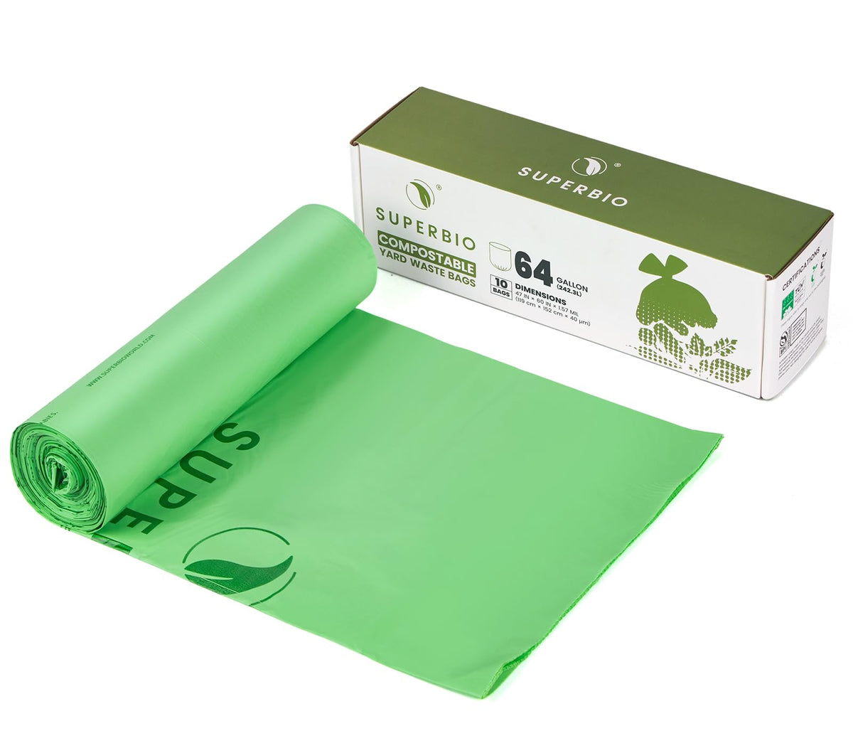 64 Gallon Compostable Yard Waste Bags (10 Count)