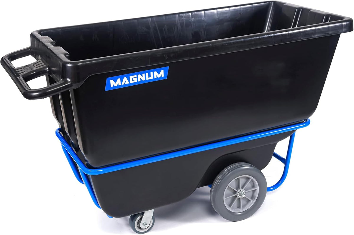 Tilt Truck, 1/2 Cu. Yd. Capacity Dump Cart with Non-Marking 12” Wheels & 5” Casters & Forklift-able Frame for Jobsites, 850 lbs, Trash Cart with Wheels DUC12T-F-NM