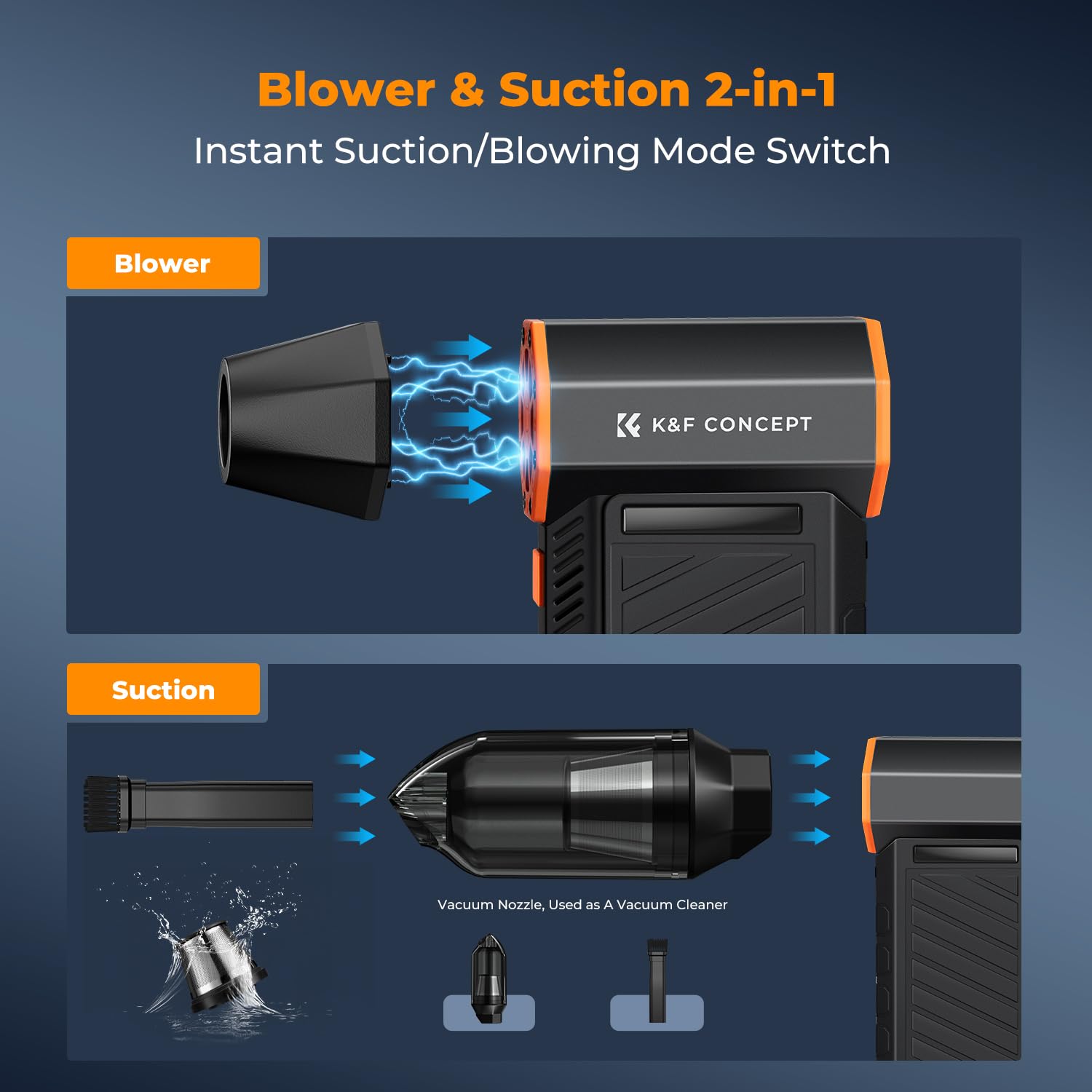 Blower&Suction 2 in 1 Magnetic Compressed Air Duster