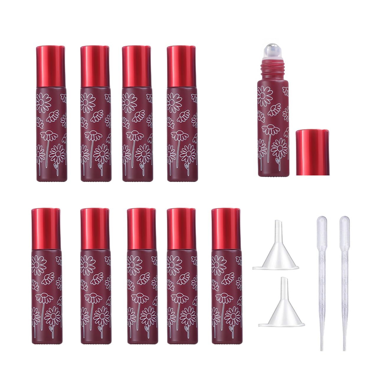 10ml Glass Essential Oil Roller Bottles Roll on Bottles (10 Count)