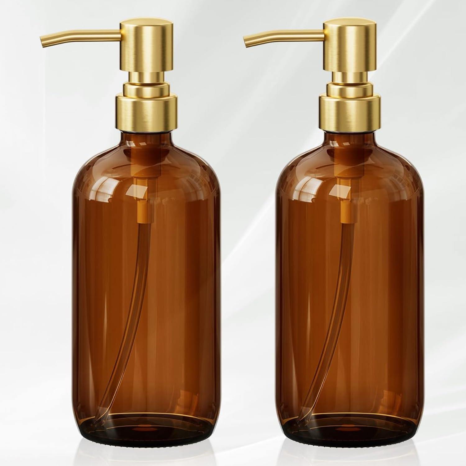 Amber Glass Soap Dispenser (2 Count)