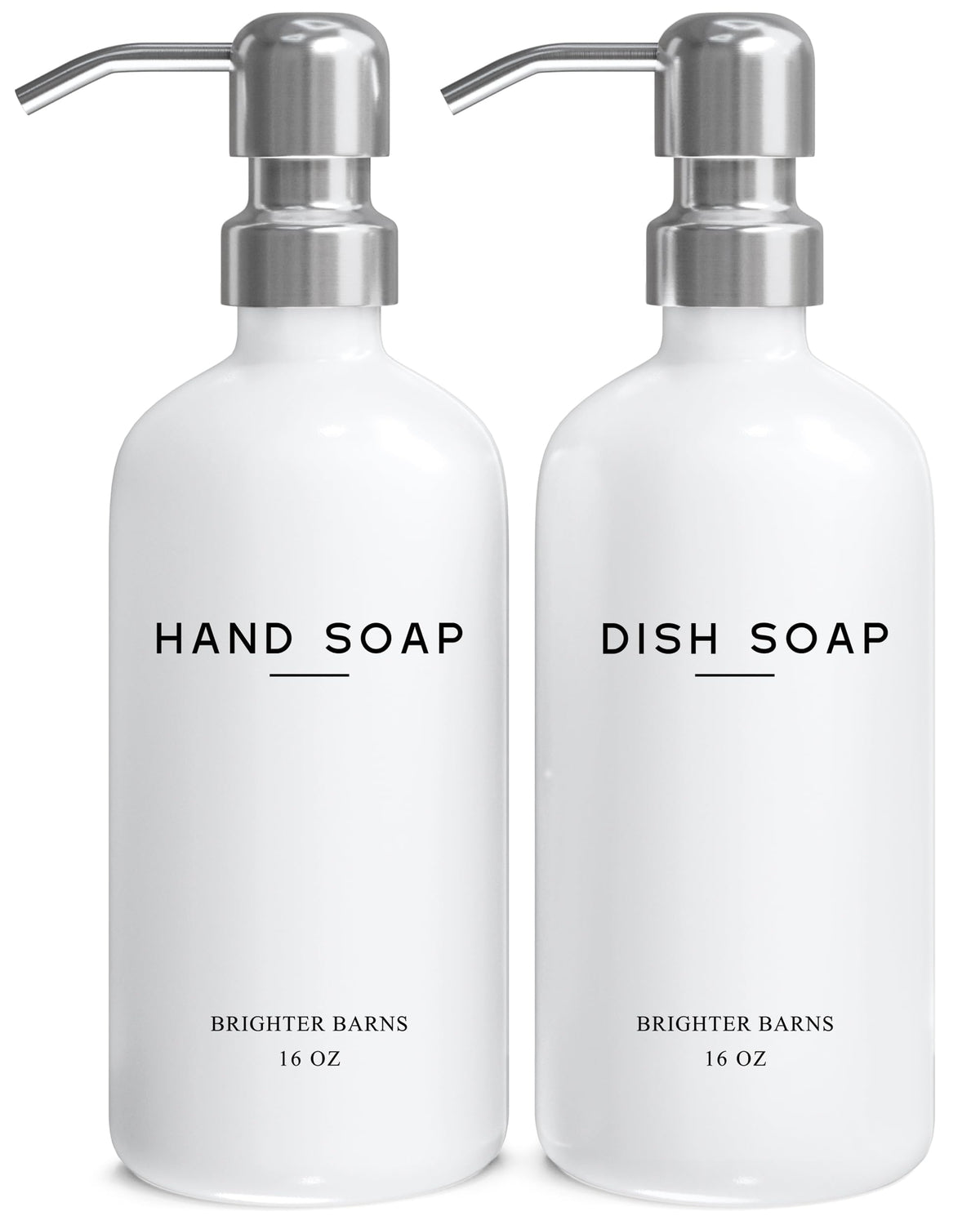 White Glass Hand and Dish Soap Dispenser Set by Brighter Barns (2 Count)