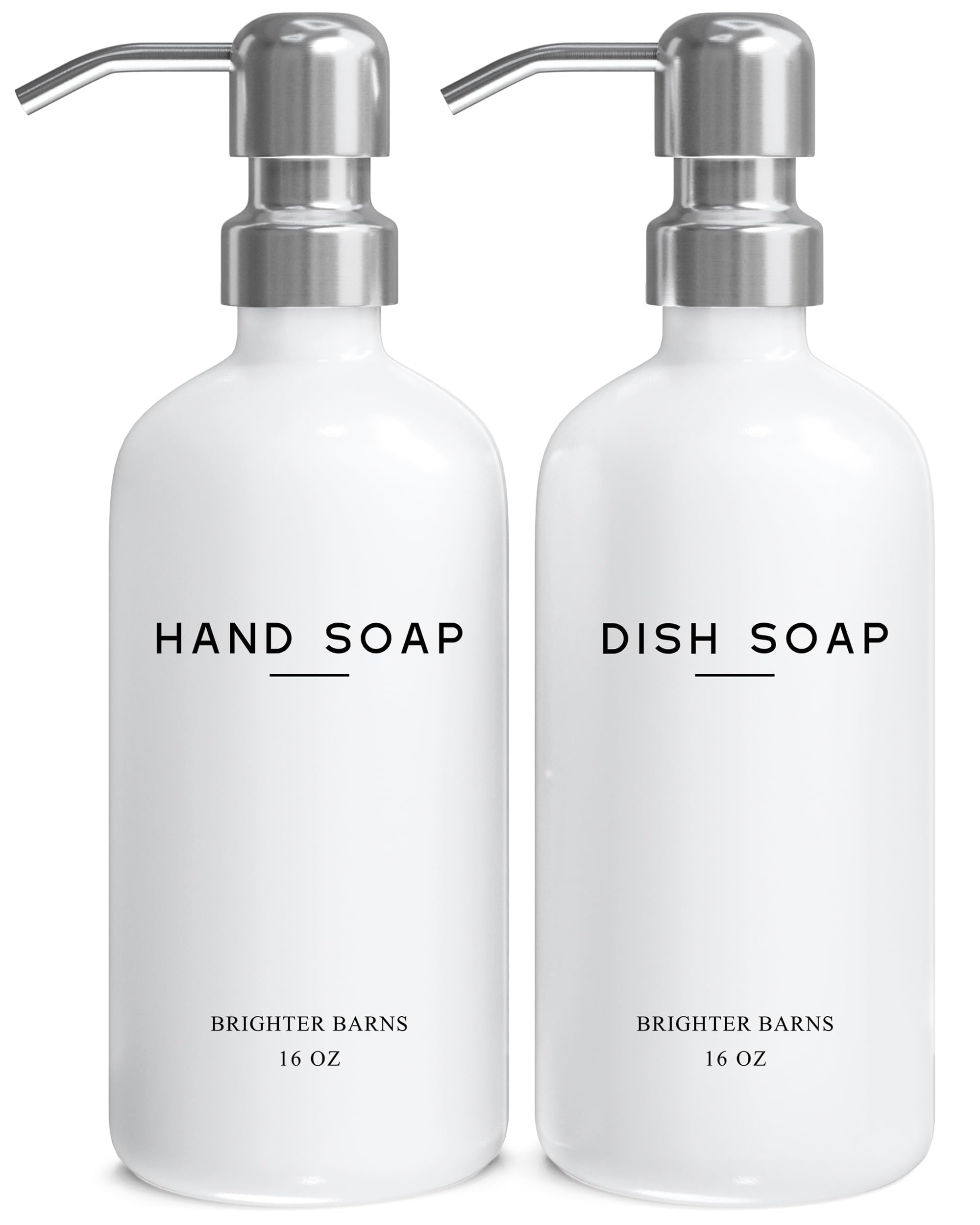 White Glass Hand and Dish Soap Dispenser Set by Brighter Barns (2 Count)