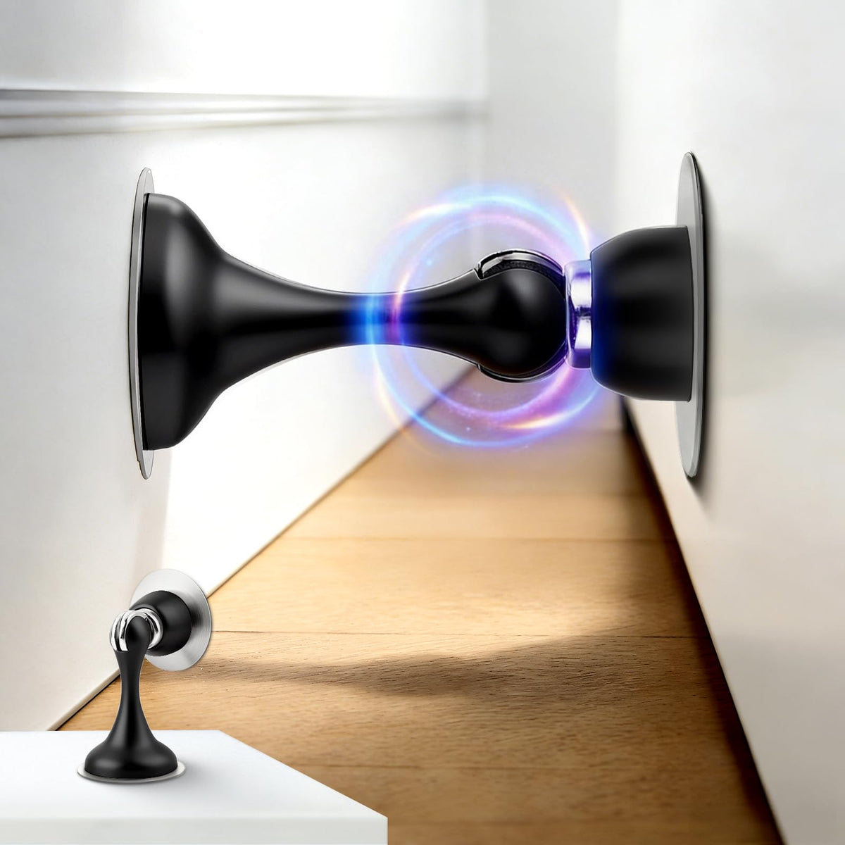Black Magnetic Door Stoppers for Bottom of Door