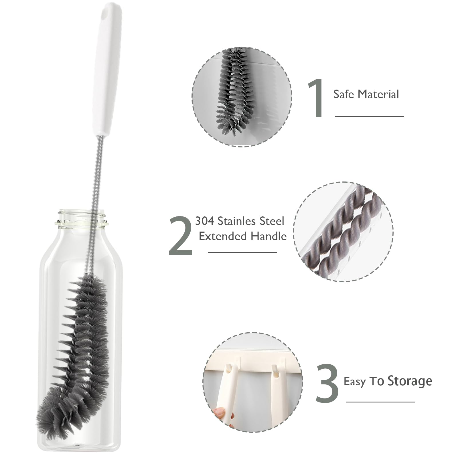 2 Pack 16 inches Long Handle Bottle Cleaning Brushes (2 Count) - ModHome Supplies