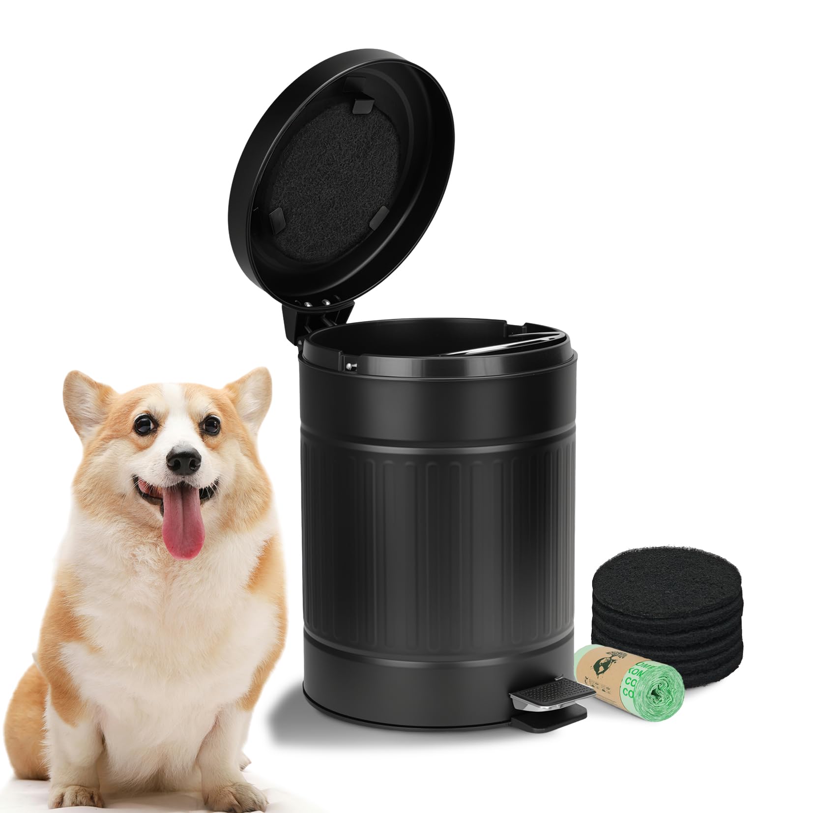 5L 1.3 Gal Dog Poop Trash Can with Lid