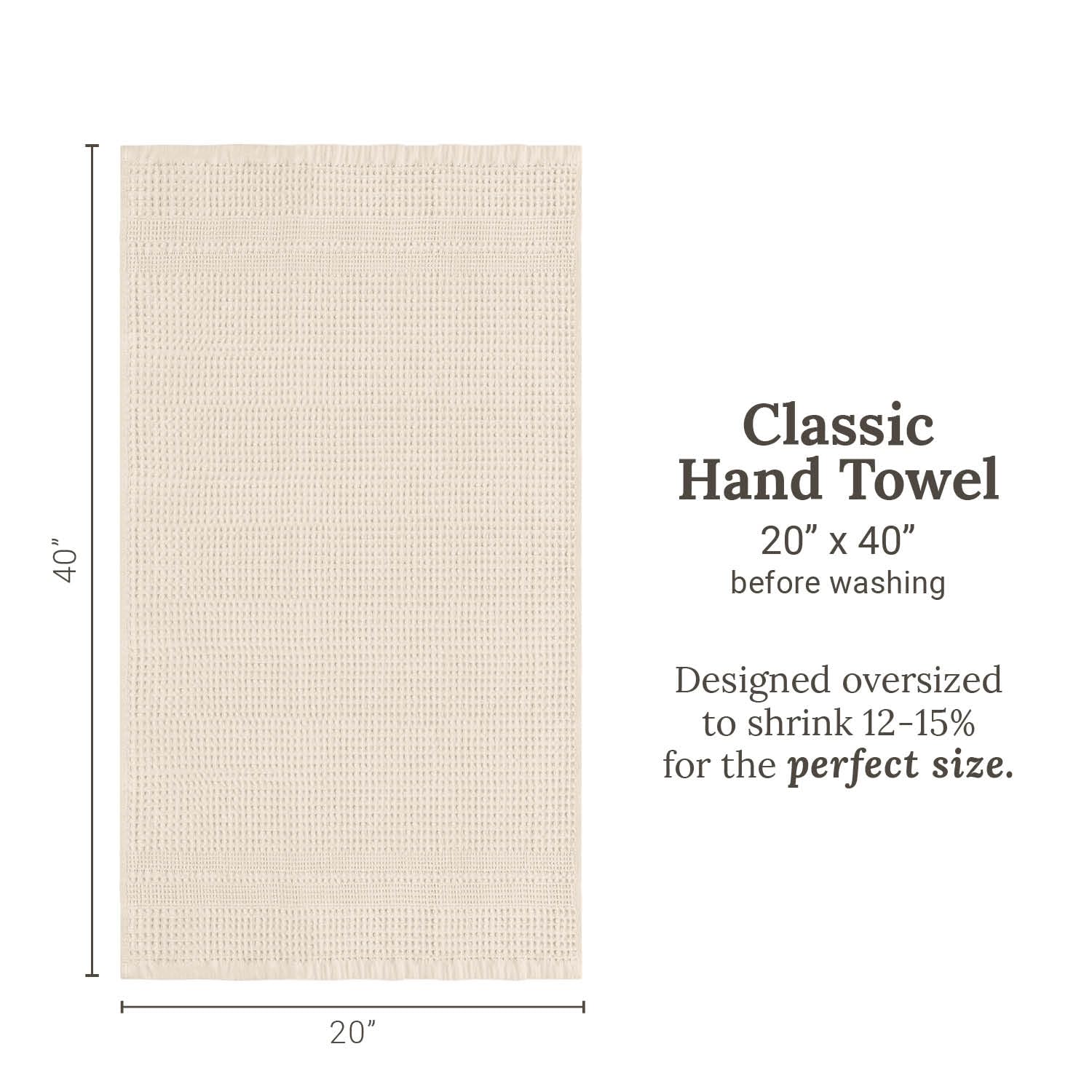 Waffle Hand Towels for Bathroom Quick Dry Towel Super Absorbent Thin 100% Cotton Lint Free (2 Count)