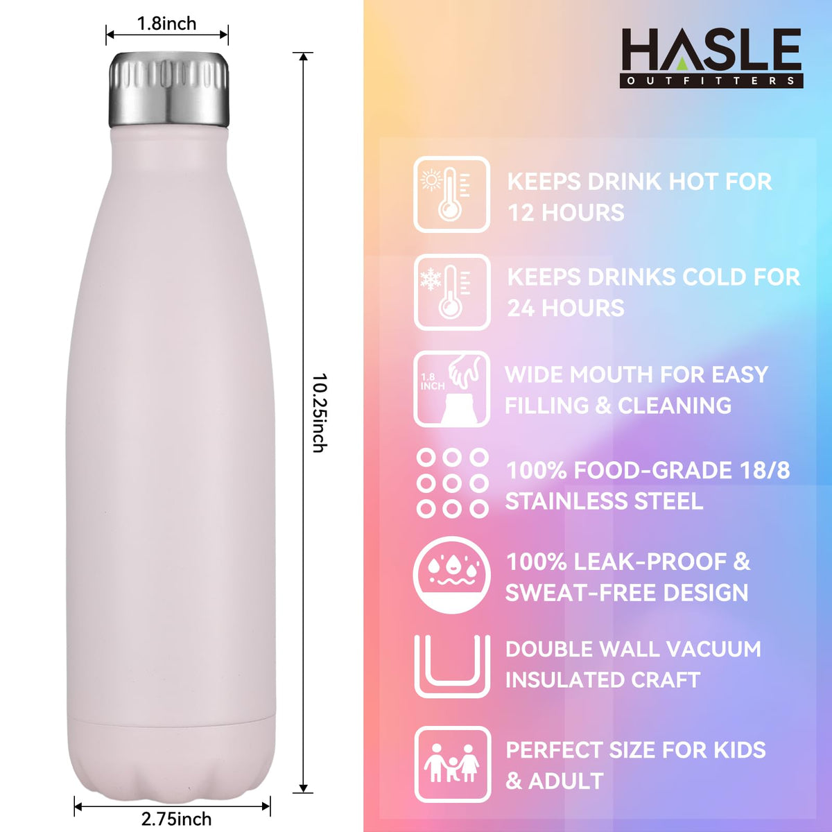 17oz Stainless Steel Water Bottles Bulk (4 Count)