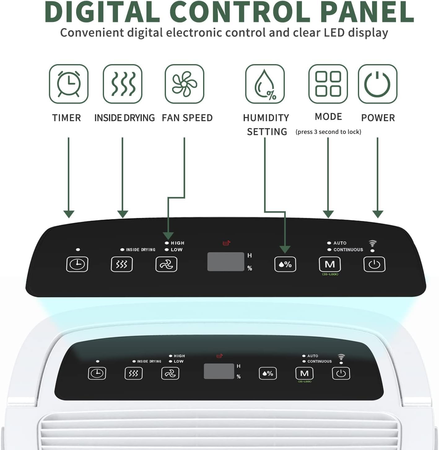 80 Pints Energy Star Dehumidifier with Drain Hose and WIFI for Large Spaces up to 5