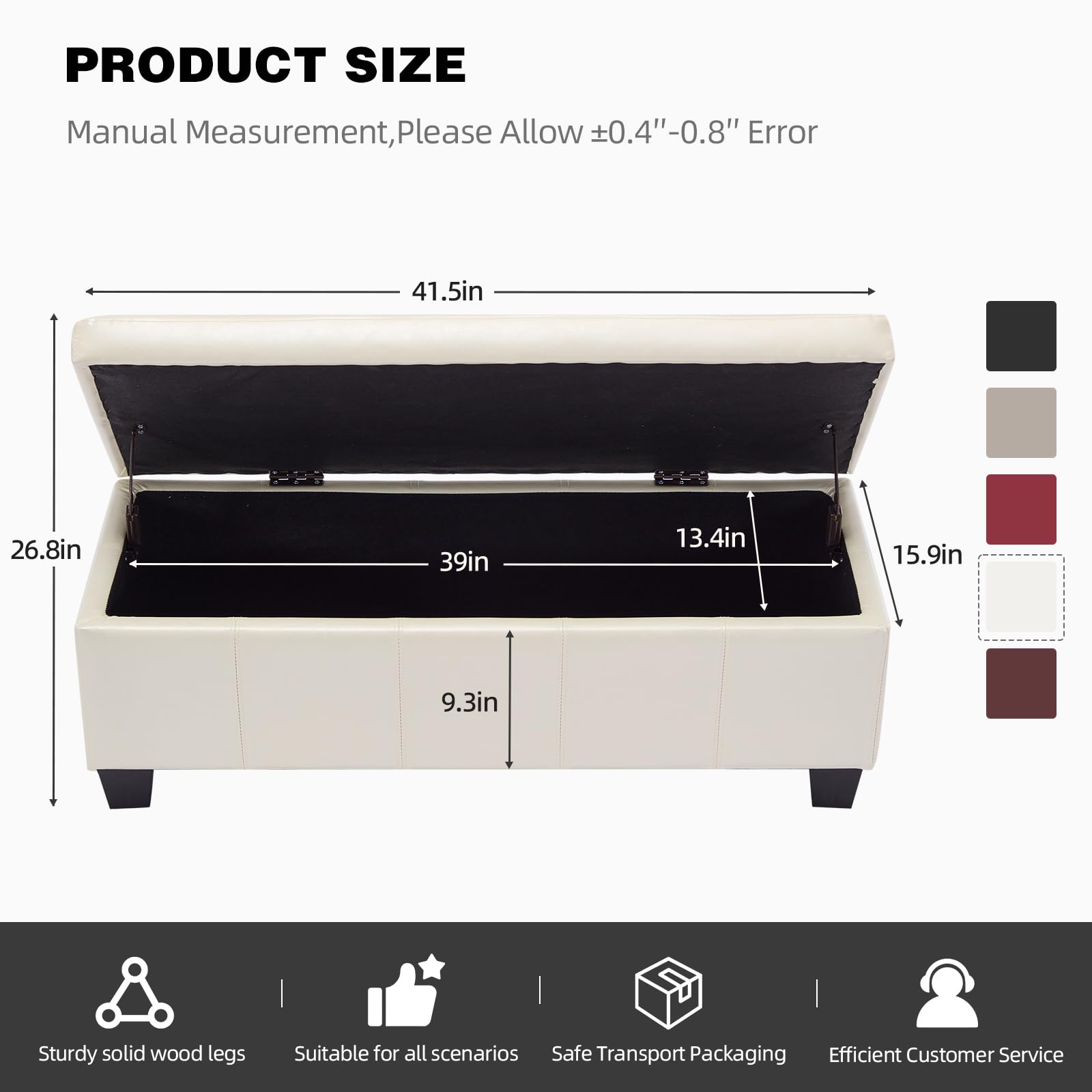 41" Storage Ottoman Bench