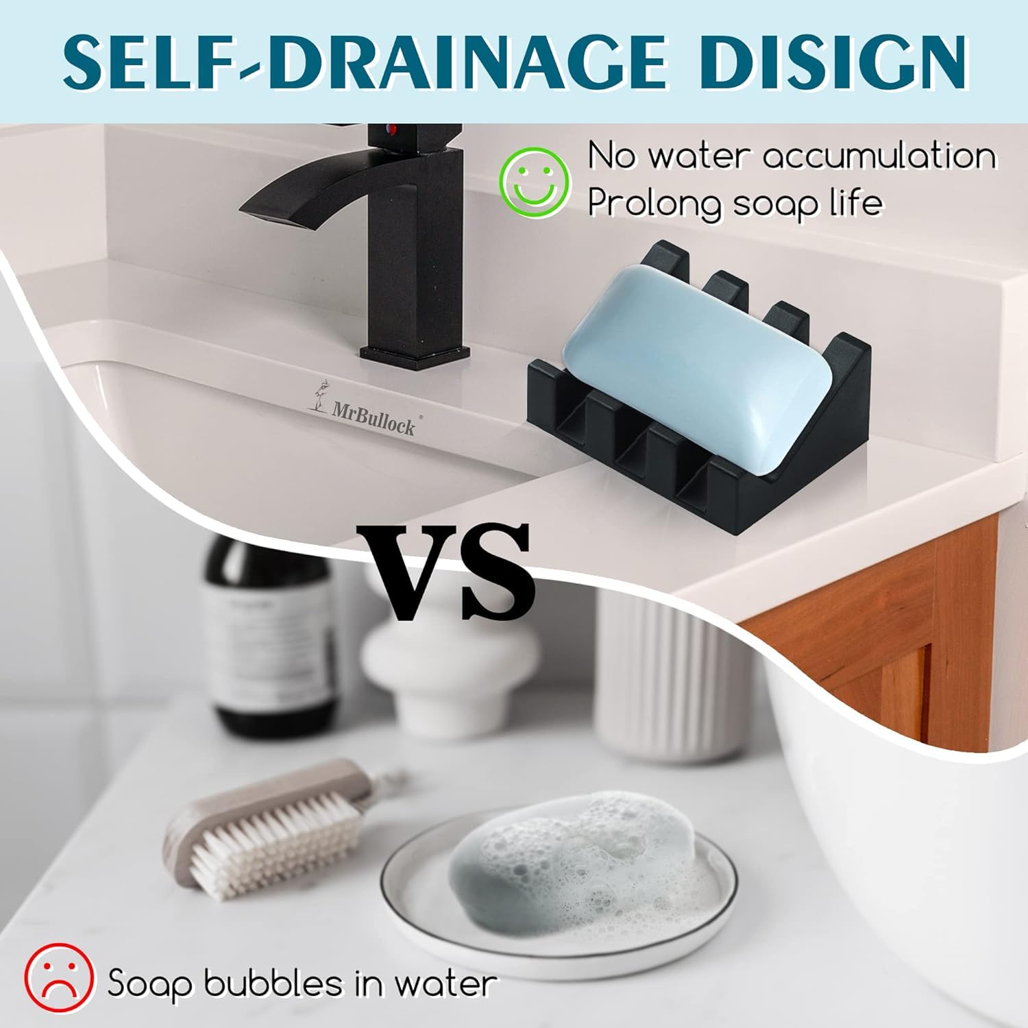 Silicone Soap Dish Self Draining with Suction Cups (2 Count)