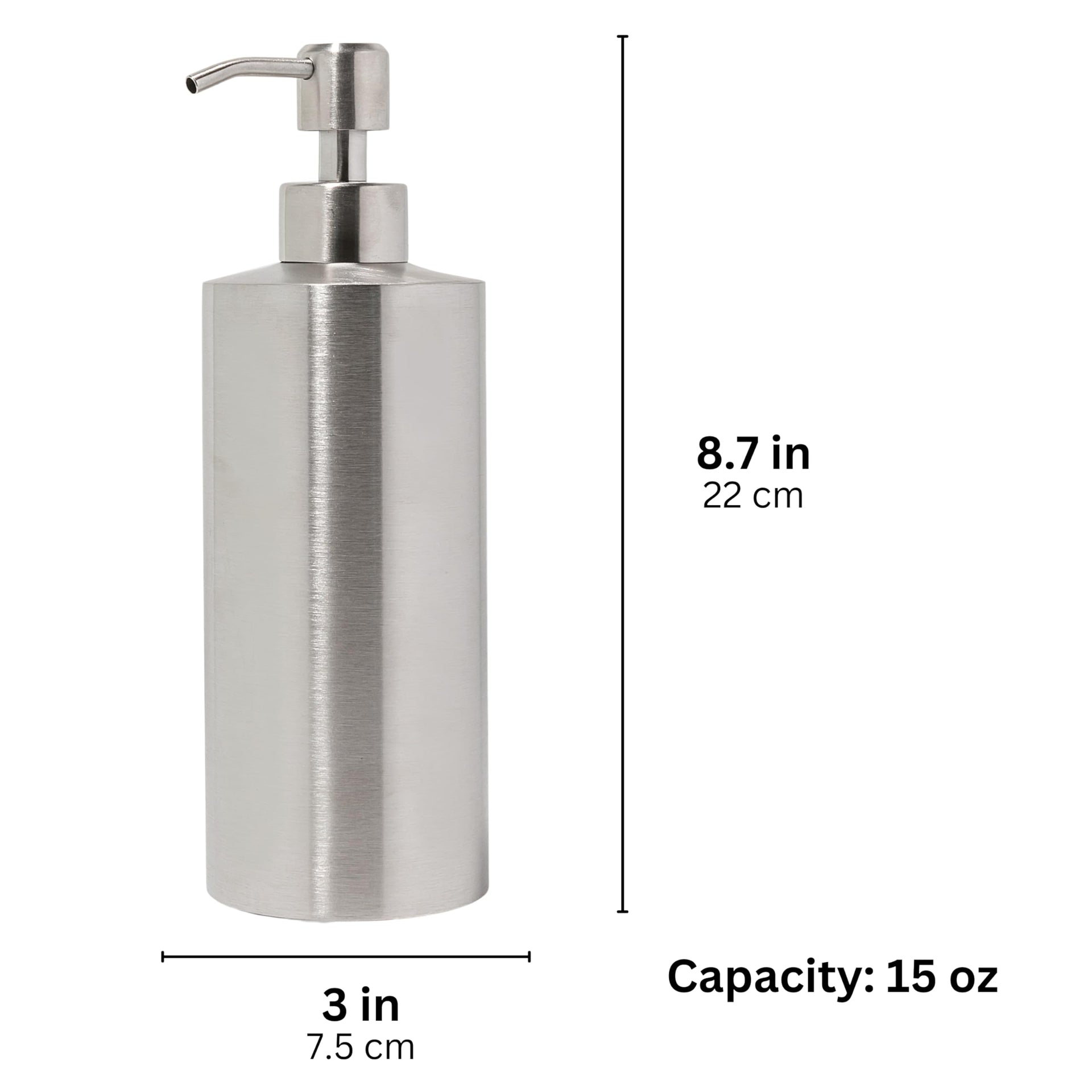 Silver Round Stainless Steel Soap Dispenser
