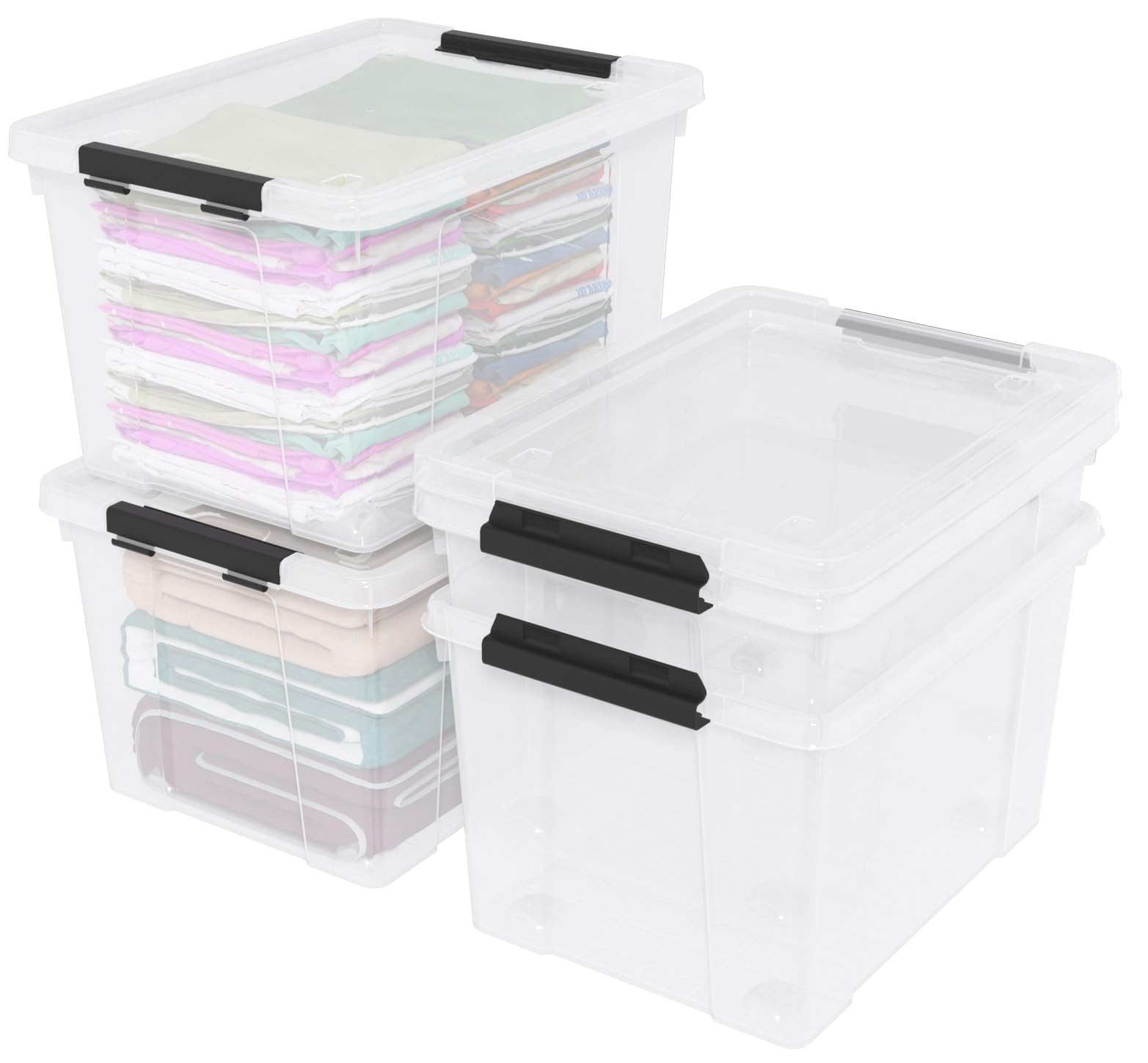 50 Quart Large Clear Plastic Storage Boxes Bin with Lid (4 Count)