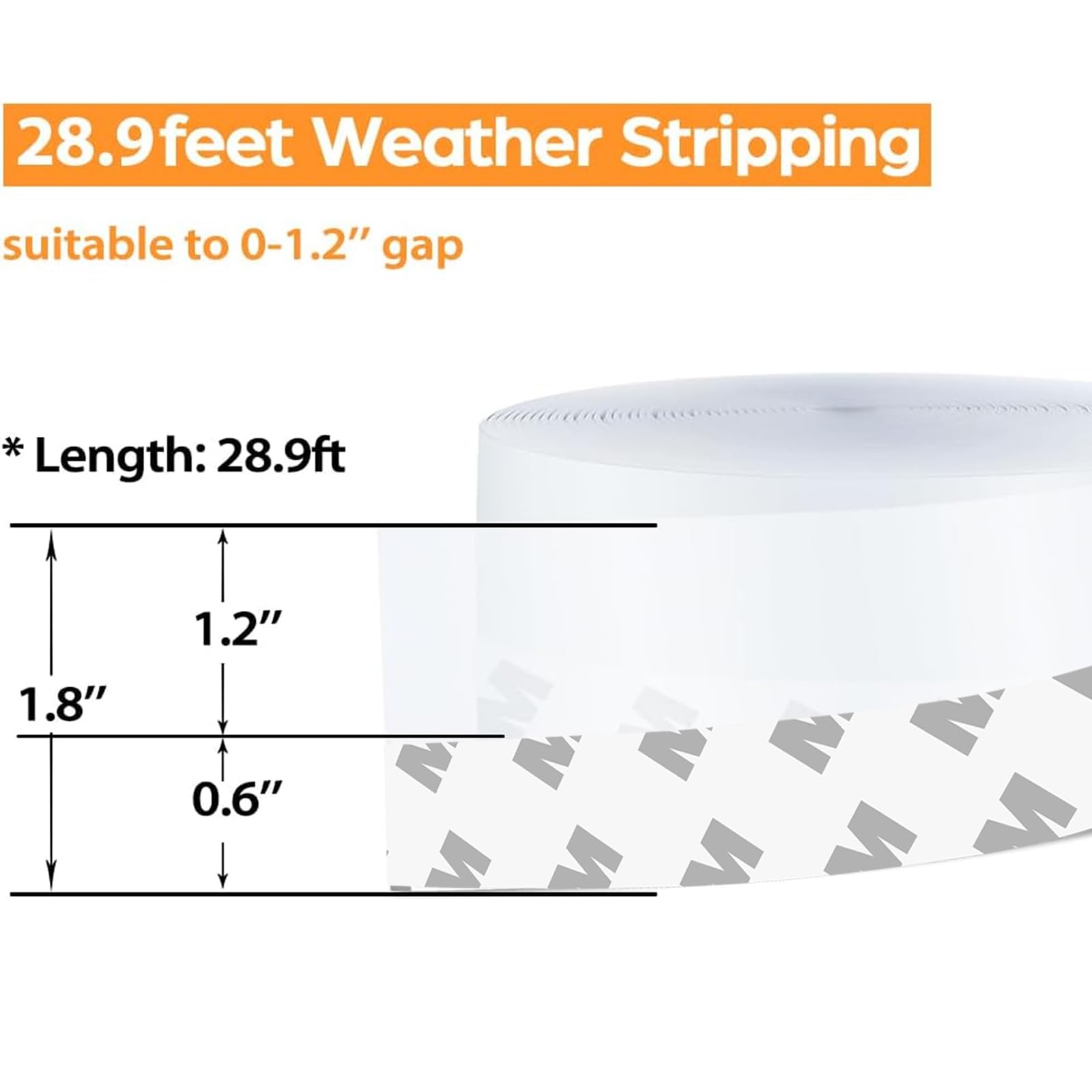 28.9 Ft Weather Stripping Door Seal Strip Tape (28.9 Foot)