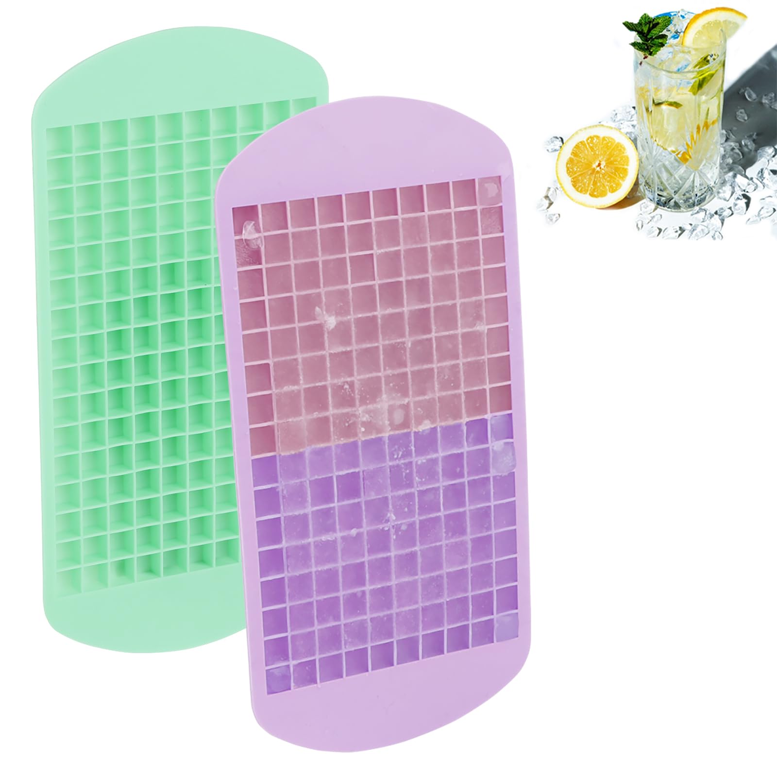Silicone Mini Ice Cube Trays 2 Pack (5.28 Ounce)