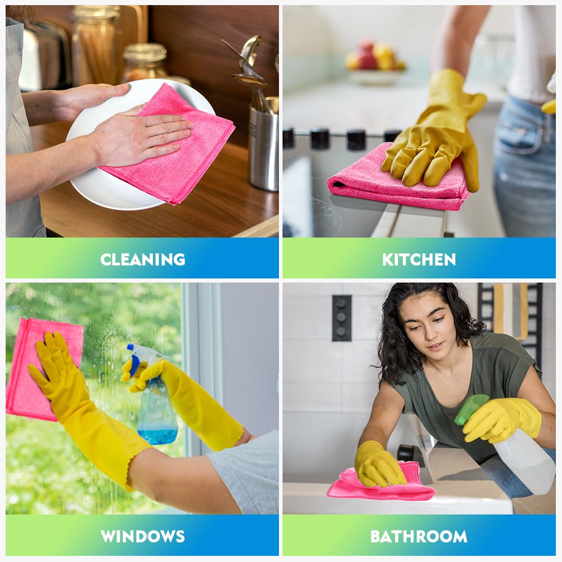 Pink Microfiber Cleaning Cloth 12 Pack (12 Count)