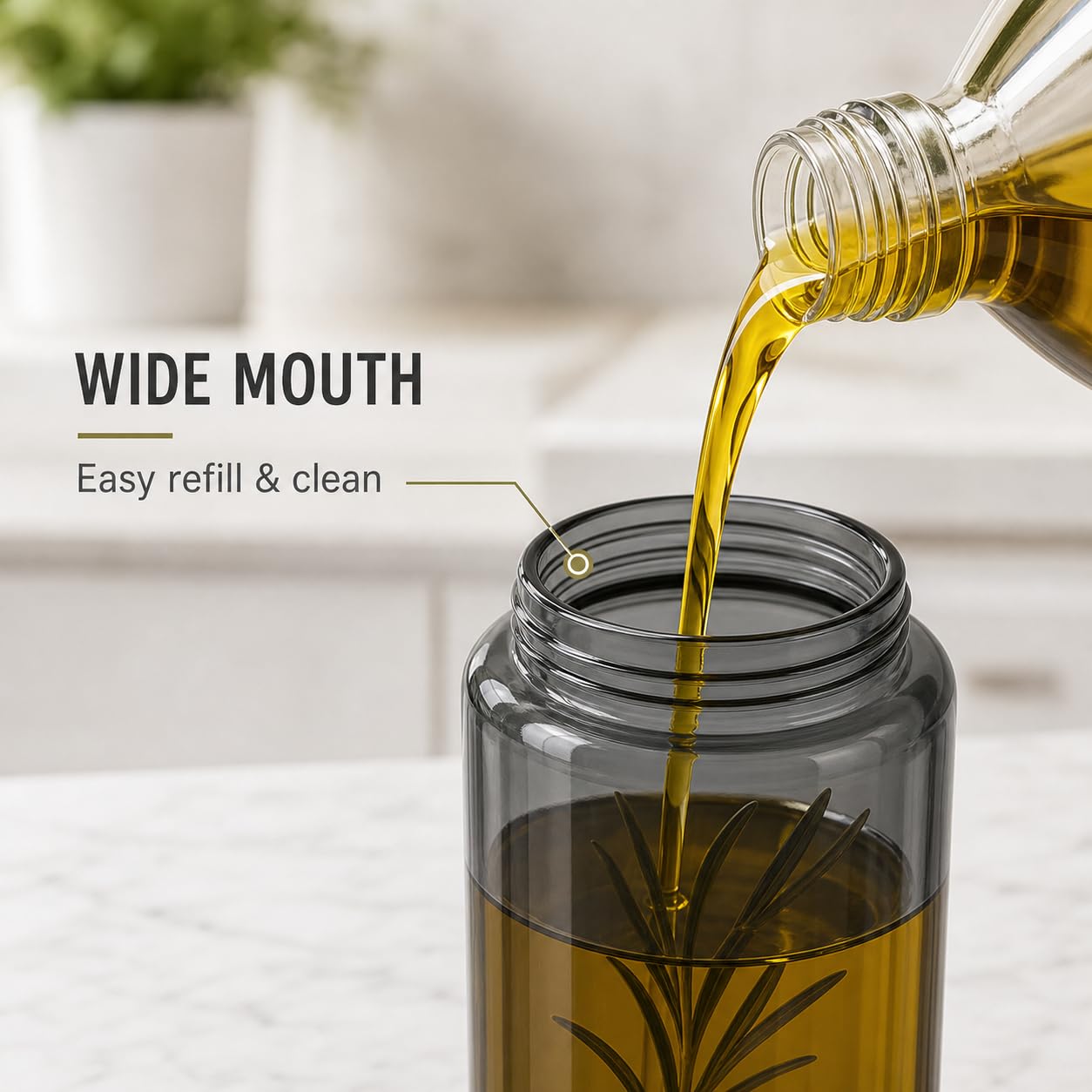 Olive Oil Dispenser Bottle for Kitchen (2 Count)