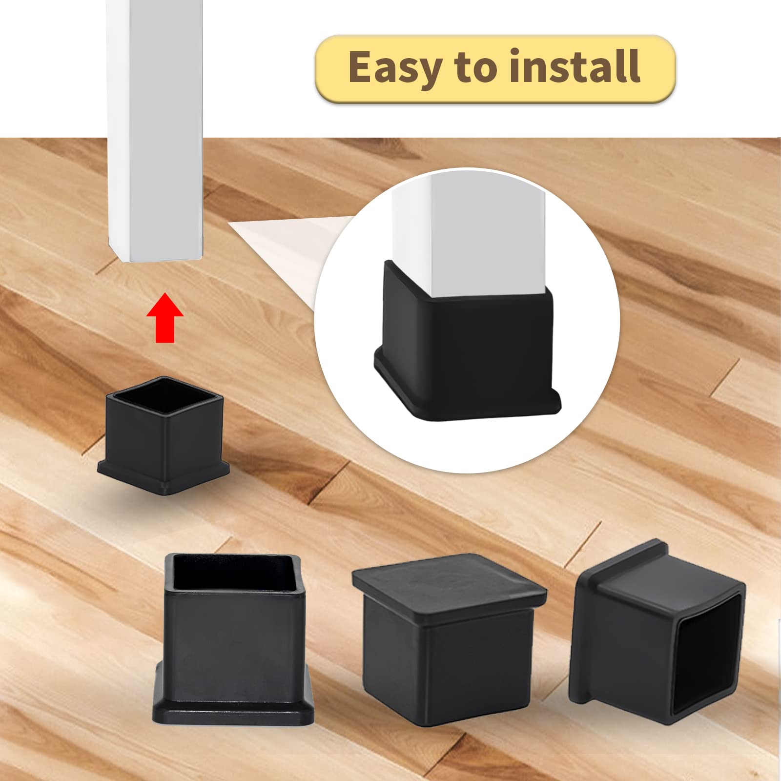 Flexible PVC Patio Chair Table Leg Tips Caps Square Furniture Covers 25 x 25 mm (20 Count)