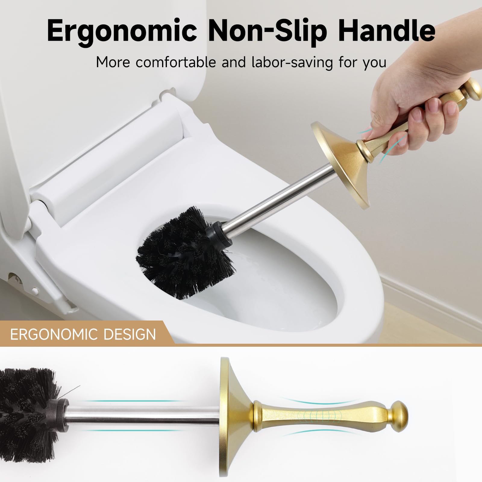 Gold Toilet Brush and Holder