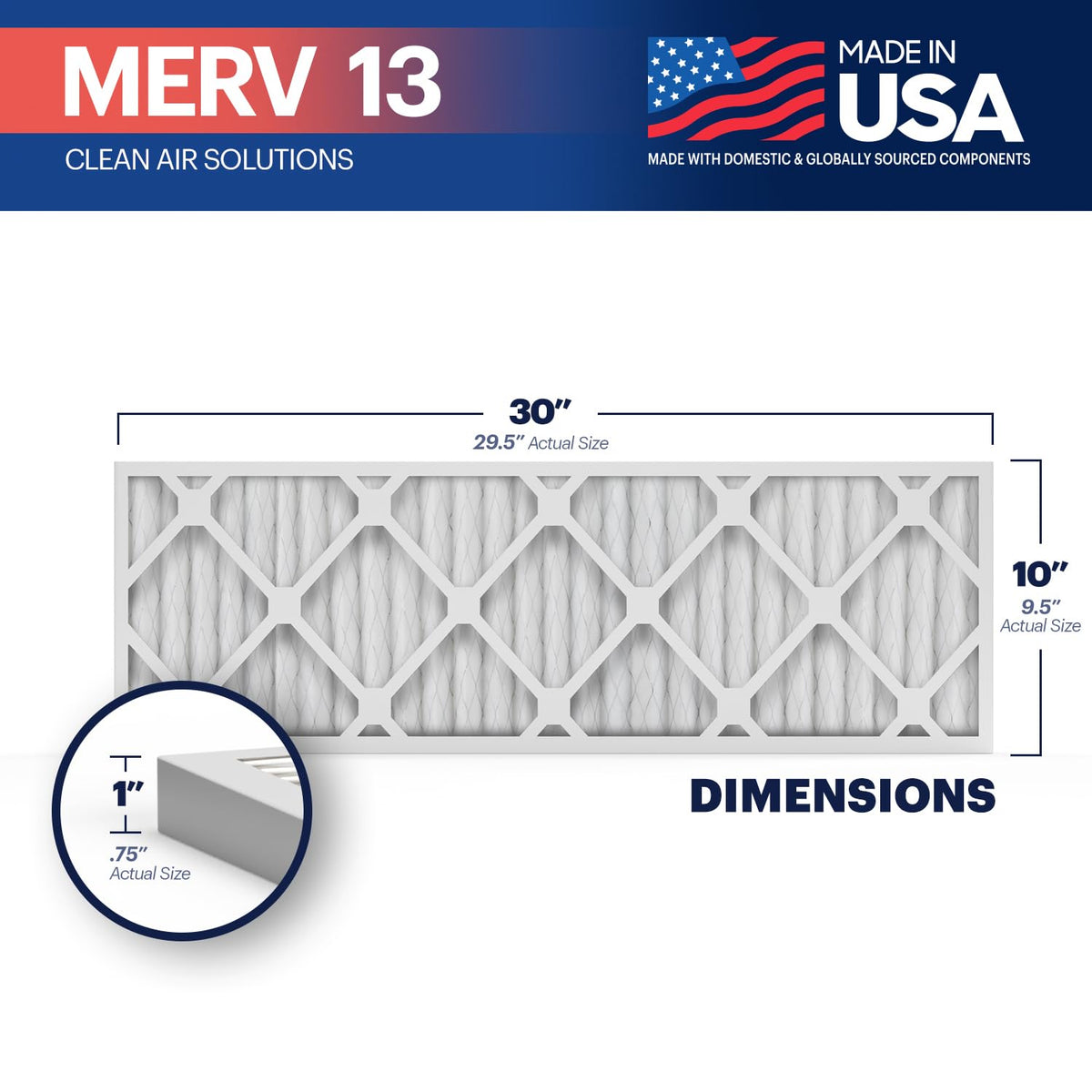 TruFilter 10x30x1 Air Filter MERV 13 (4 Count)