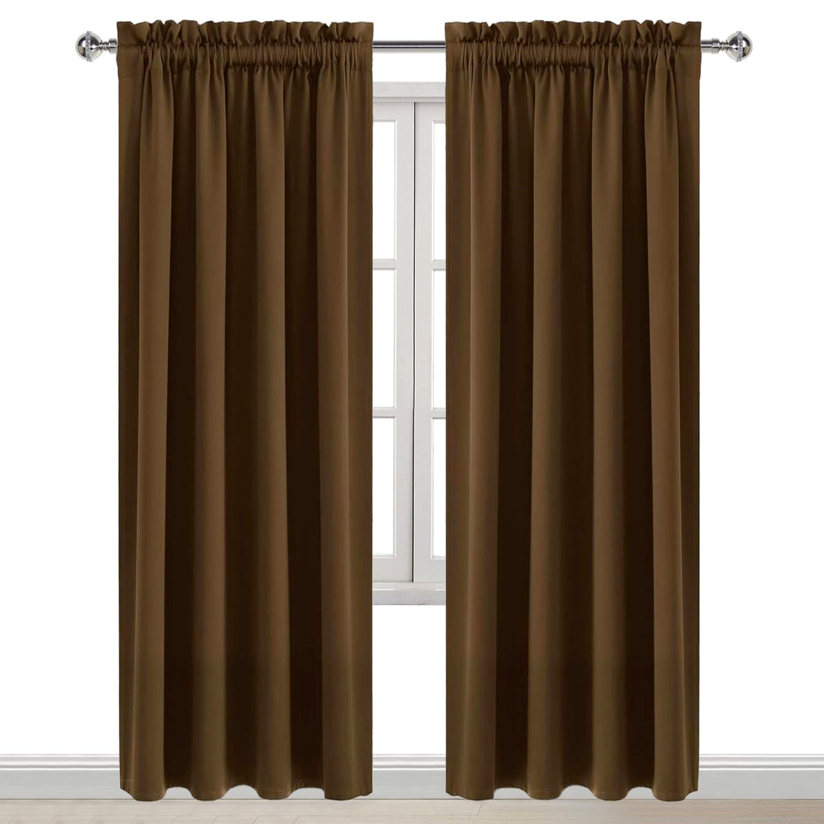 Blackout Curtains for Bedroom Living Room 52 x 95 Inch Long Brown (2 Count)