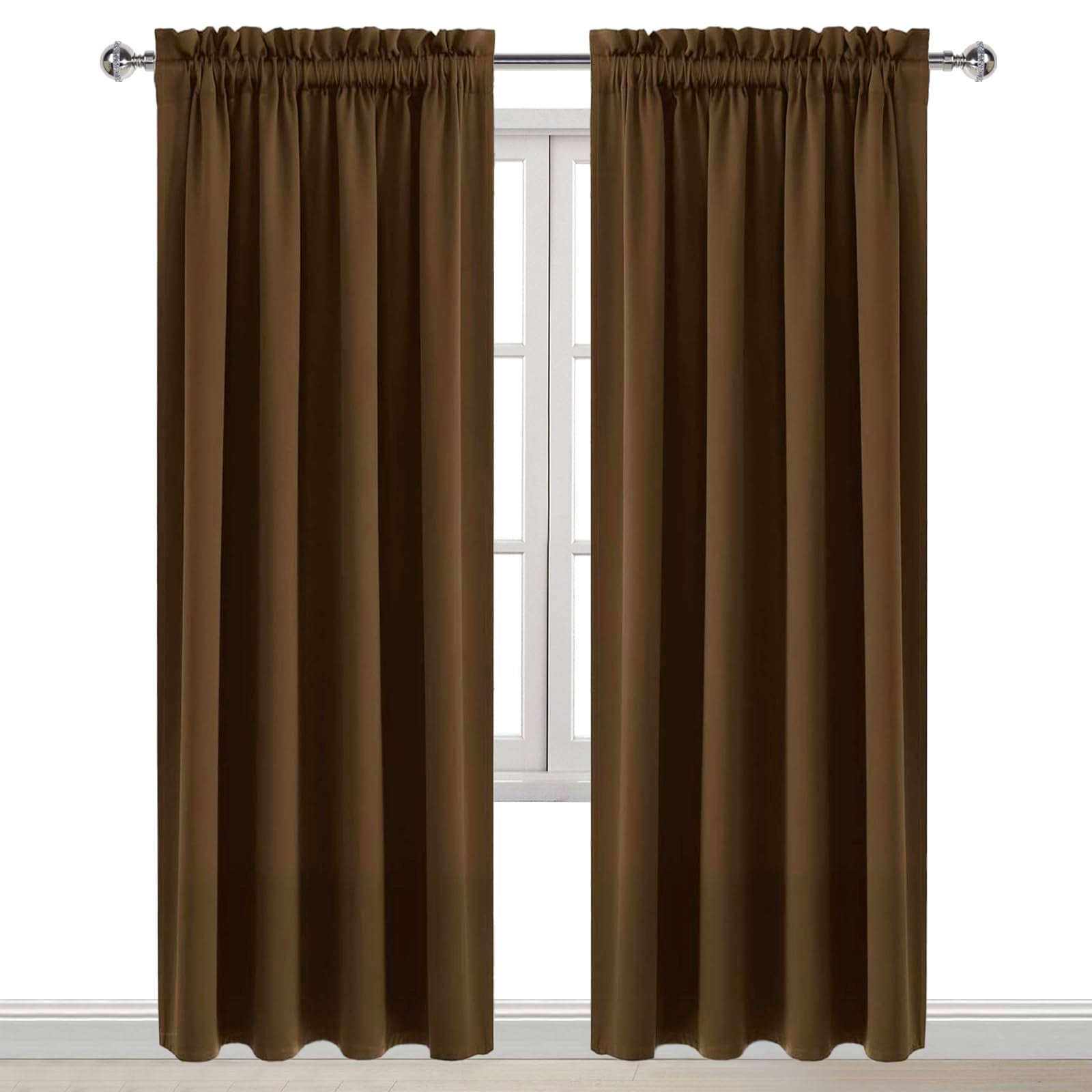 Blackout Curtains for Bedroom Living Room 52 x 84 Inch Long Brown (2 Count)