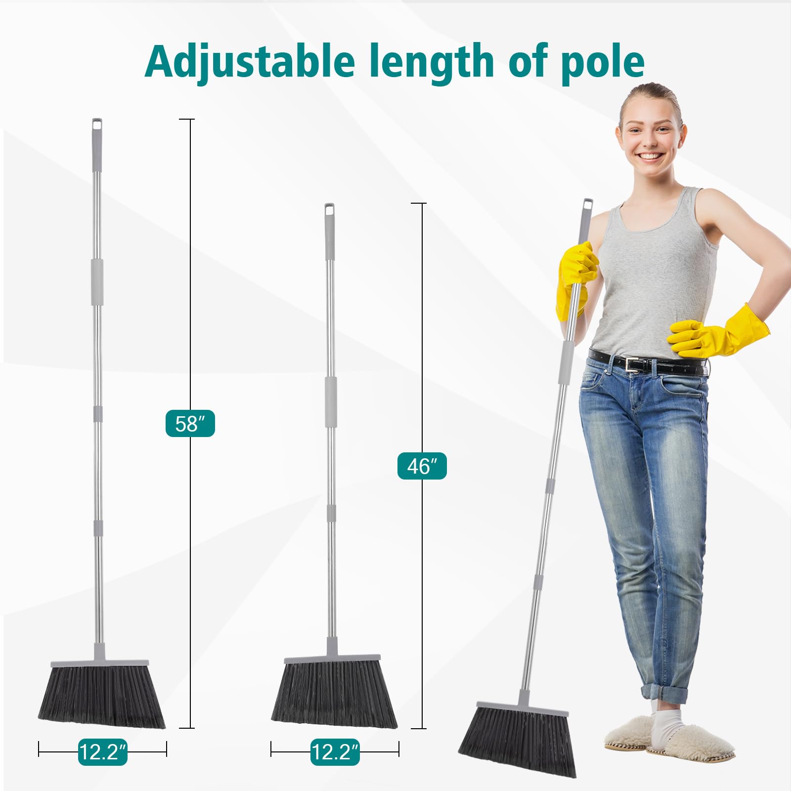 Broom 4 Pack Outdoor Broom for Floor Cleaning (4 Count)