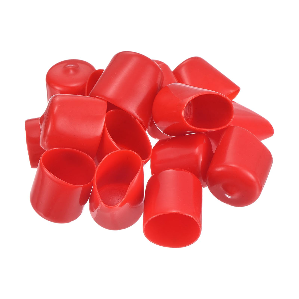 20pcs Rubber End Caps 21mm ID Vinyl Round Tube Bolt Cap Cover Thread Protectors Red