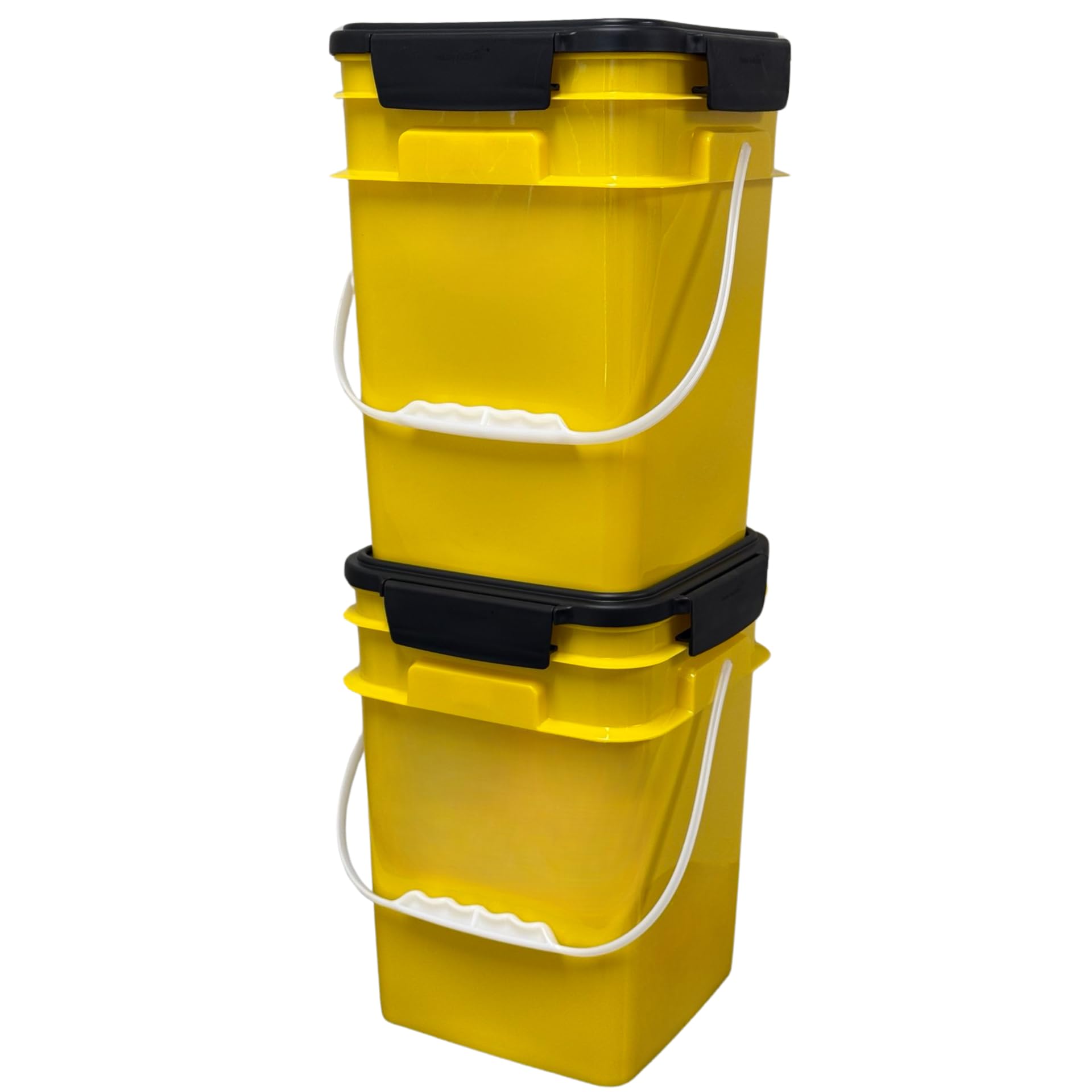 4 Gallon Square Food Grade Bucket Pail with Plastic Handles and Lid (3 Count)