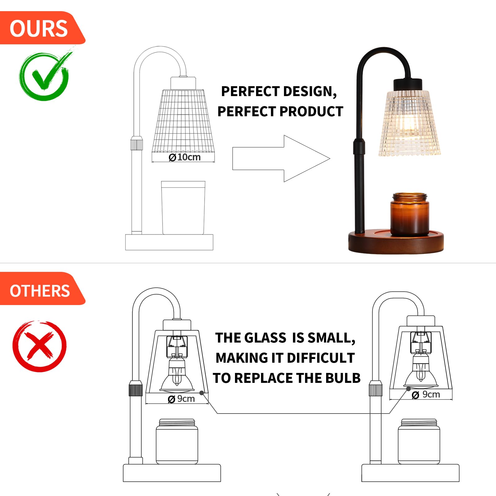 Black Candle Warmer Lamp WithTimer and Dimmer