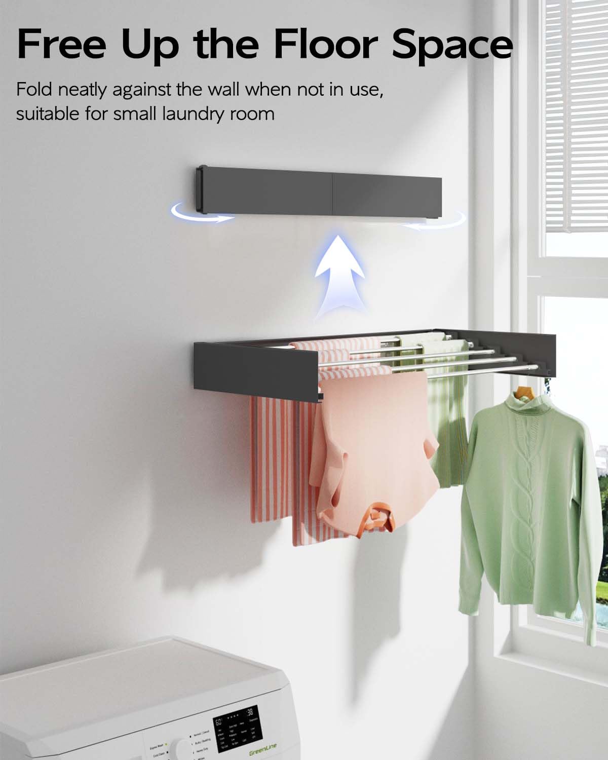 Wall Mounted Clothes Drying Rack 32"