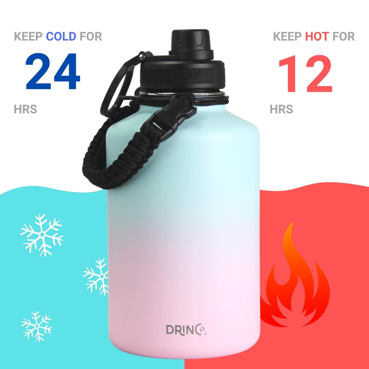Stainless Steel Water Bottle Spout Lid Vacuum Insulated Double Wall Water Bottle Wide Mouth