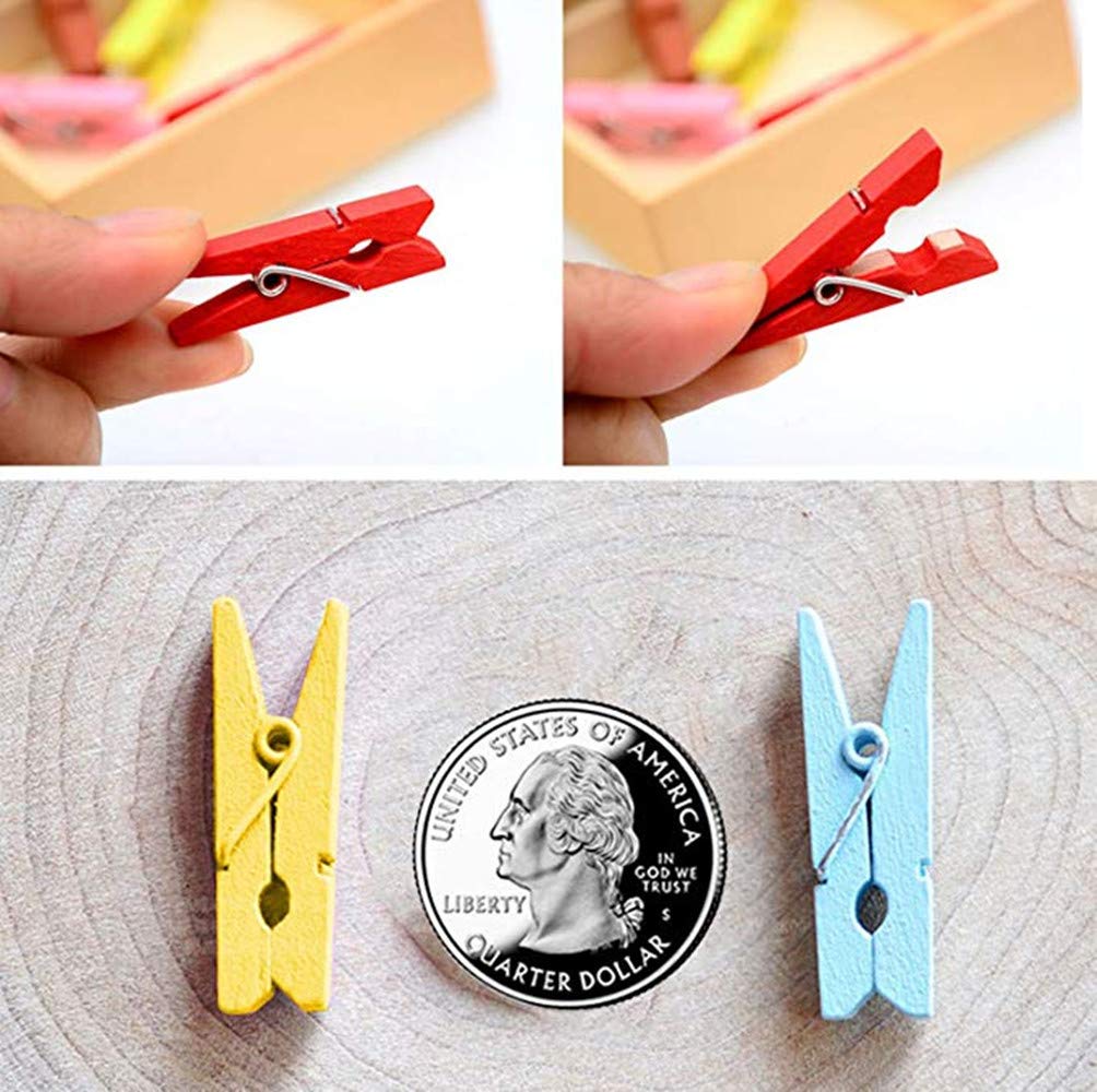 50PCS Tiny Wooden Clothespins Photo Paper Peg Mini Wood Clothes Pins Home School Arts Crafts Decor