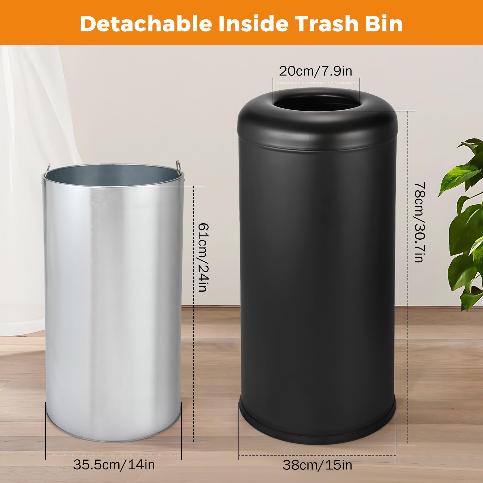 16.5Gal Open Top Trash Can