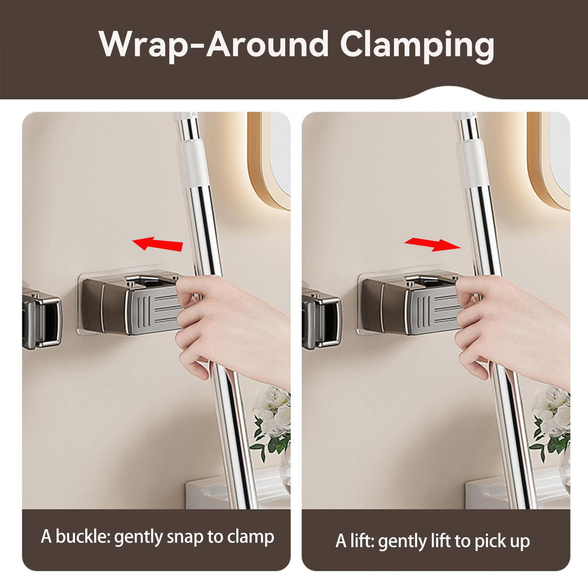 4 Pack Heavy Duty Mop Holder Wall Mount (4 Count)
