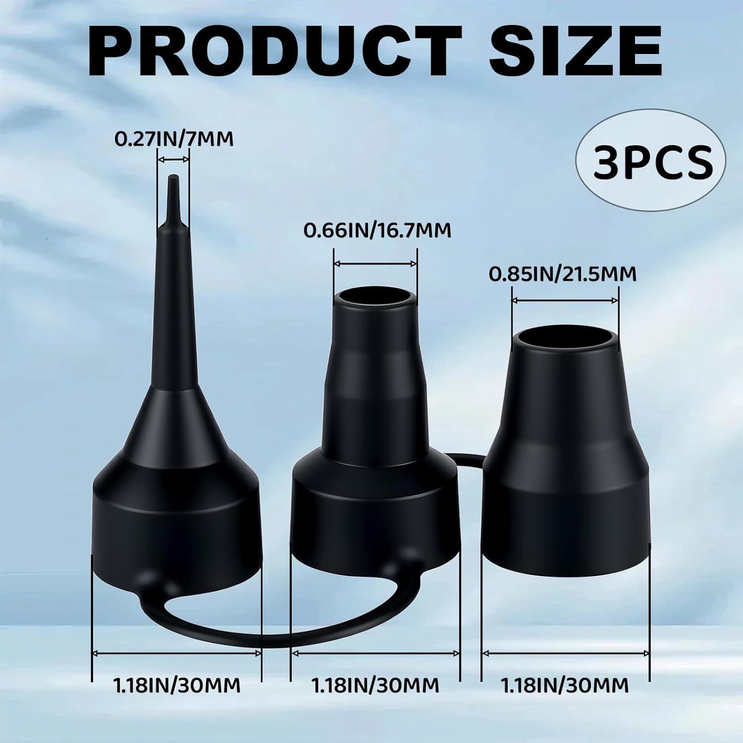 2Set of 3 Sizes Air Pump Replacement Nozzles for Inflatables (6 Count)