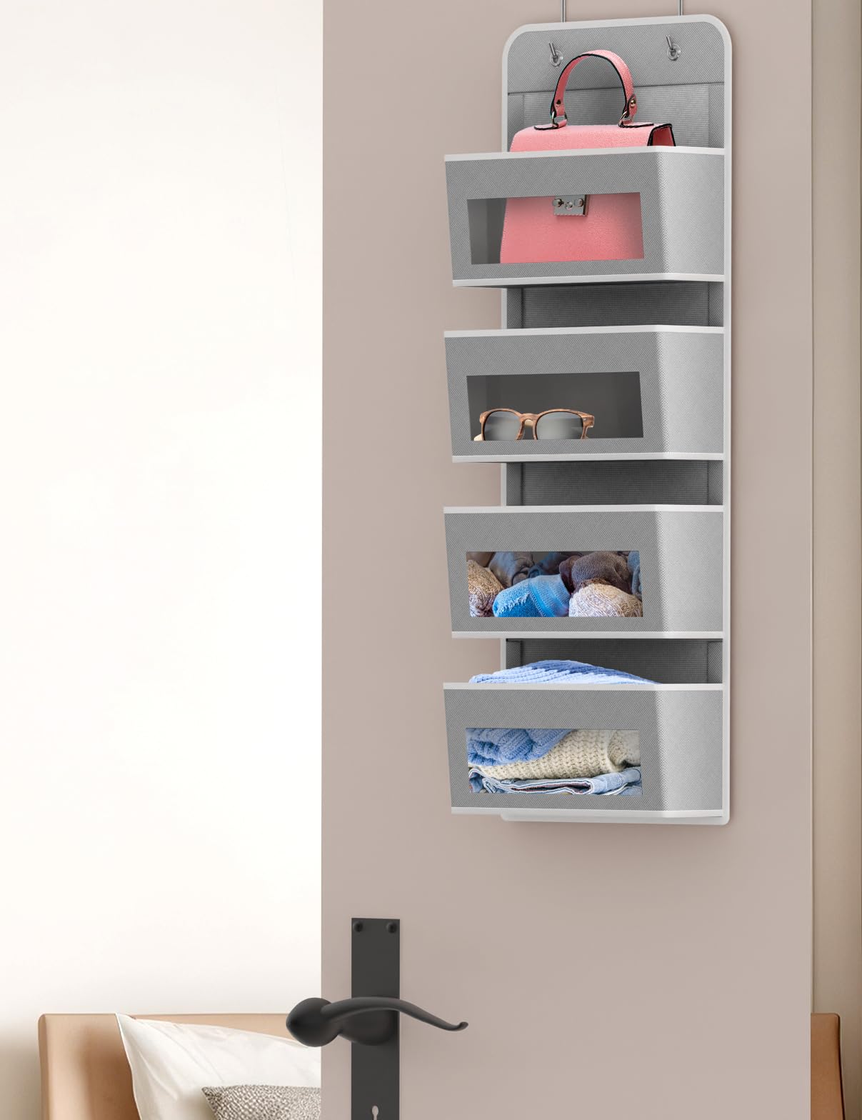 4 Clear Window Pocket Over Door Hanging Organizer
